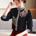 Floral Stand-collar Blouse