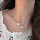 Cherry Flower Pendant Stainless Steel Choker 1 Pc - Silver - One Size