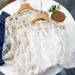 Plain Lace Shirt With Tank Top
