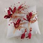 Flower Wedding Dangle Earring Clip On Earring - Red & Gold - One Size