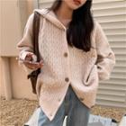 Plain Hooded Cardigan Almond - One Size