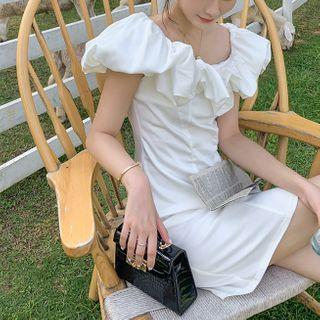 Off-shoulder Ruffle Mini Sheath Dress