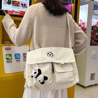 Panda Embroidered Canvas Messenger Bag