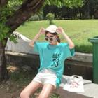 Elbow-sleeve Numbering Oversized T-shirt