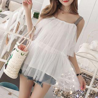 Strappy Sheer Ruffle Top