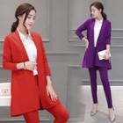 Set: Plain Long Blazer + Pants