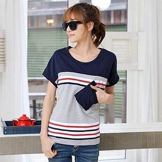 Stripe Colour Block Short-sleeve T-shirt