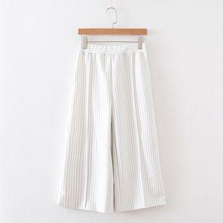 Striped Wide Leg Cropped Pants