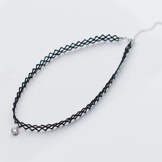 S925 Sterling Silver Rhinestone Choker