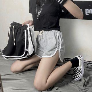 Contrast Trim Drawstring Sport Shorts