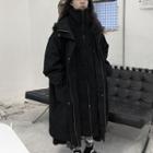 Hooded Fleece-lined Midi Coat
