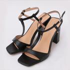 T-strap Chunky High-heel Sandals