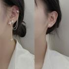 Non-matching Rhinestone Star / Chained Dangle Earring 1 Pair - Rhinestone Star Earring - One Size