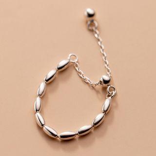 Bean Sterling Silver Chained Ring 1pc - Silver - One Size
