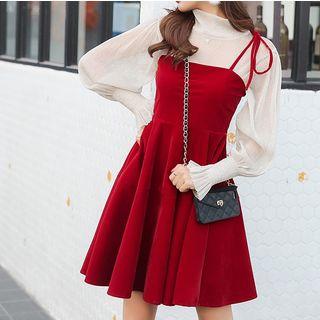 Spaghetti Strap Velvet A-line Mini Party Dress