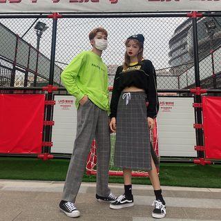 Plaid Wide-leg Pants / Straight Cut Midi Skirt