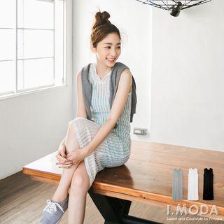 Sleeveless Open-knit Hooded Dress