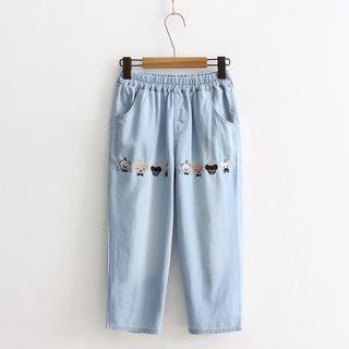 Embroidered Straight-fit Harem Jeans