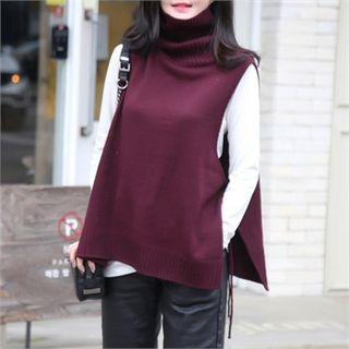 Turtle-neck Tie-side Knit Top