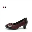 Genuine Leather Ribbon-detail Pumps