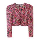 Floral Crop Puff-sleeve Blouse