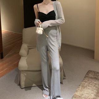 Plain Camisole Top / Cardigan / Wide-leg Pants