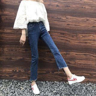 High Waist Slit Hem Jeans