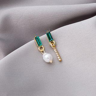 Gemstone Asymmetric Earring 1 Pair - E2882 - As Shown In Figure - One Size