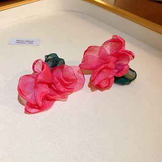 Flower Chiffon Earring 1 Pair - Rose Pink - One Size