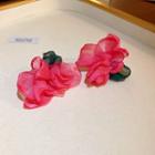 Flower Chiffon Earring 1 Pair - Rose Pink - One Size