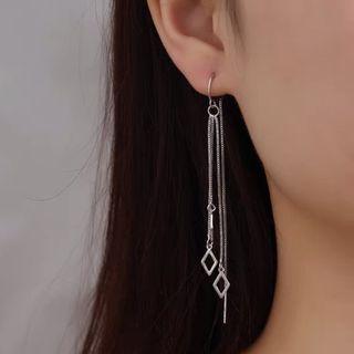 Rhombus Sterling Silver Fringed Earring 1 Pair - Silver - One Size