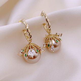 Faux Pearl Dangle Earring 1 Pair - Flower - One Size