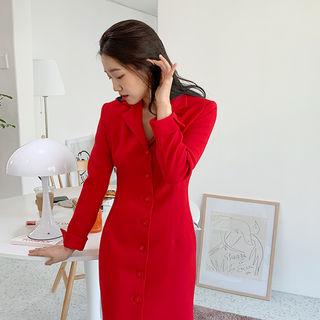 Notched-lapel Midi Coatdress