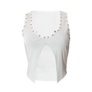 Sleeveless Scoop-neck Plain Crop Top