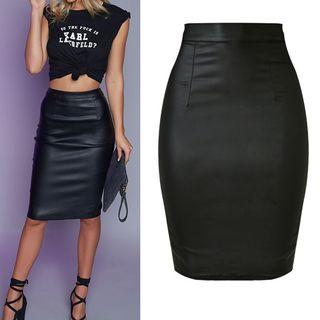 Coated Pencil Skirt