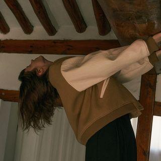 [ontact] Loose-fit Wool Baseball Jacket