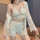 Perforated Jacket / Spaghetti Strap Top / Shorts