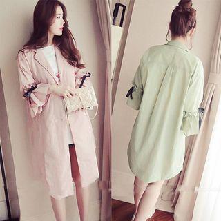 Elbow-sleeve Double-breasted Long Jacket