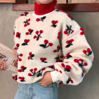 Turtleneck Cherry Pattern Pullover