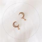Rhinestone Moon & Star Dangle Earring 1 Pair - Stud Earring - One Size