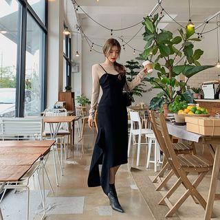 Asymmetric-hem Ruffled Pinafore Dress