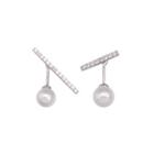 925 Sterling Silver Faux Pearl & Bar Earring As Shown In Figure - One Size