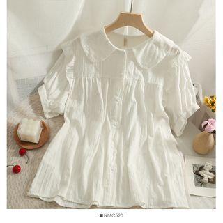 Plain Ruffle Blouse White - One Size