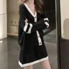 Set: Striped Cardigan + A-line Skirt