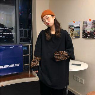 Panel Long-sleeve T-shirt As Shown In Figure - One Size