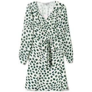 V-neck Tie-waist Print Mini A-line Dress