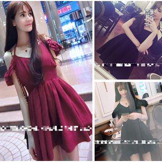 Off -shoulder Layered A-line Dress