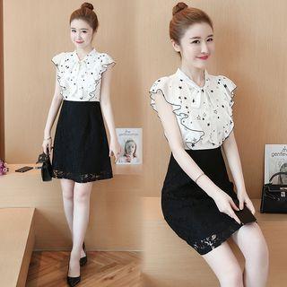 Mock Two-piece Star Print Sleeveless A-line Dress