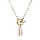 Shell Geometric Alloy Pendant Necklace Gold - One Size
