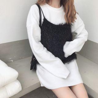 Set: Fleece Dress + Sleeveless Faux-fur Top